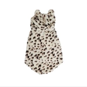 Grayson Pup Leopard Short Sleeve Sherpa Dog Hoodie Light Beige Size L NWT
